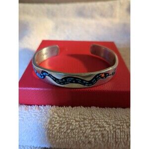 Navajo Coral Vintage Turquoise And Coral Chip  Sterling Silver Cuff Bracelet